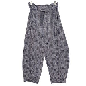 Anthropologie Pants Womens Medium Frederica Cargo Harem Blue Beige Dot Print